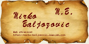 Mirko Baljozović vizit kartica